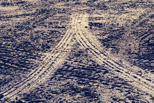 Photo of tire tracks in the dirt